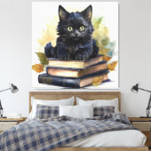 Black Cat Book Stack Leinwanddruck (Insitu (Schlafzimmer))
