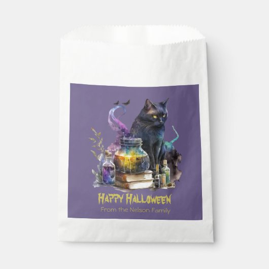 Black Cat Books and Potions Happy Halloween Geschenktütchen (Vorderseite)