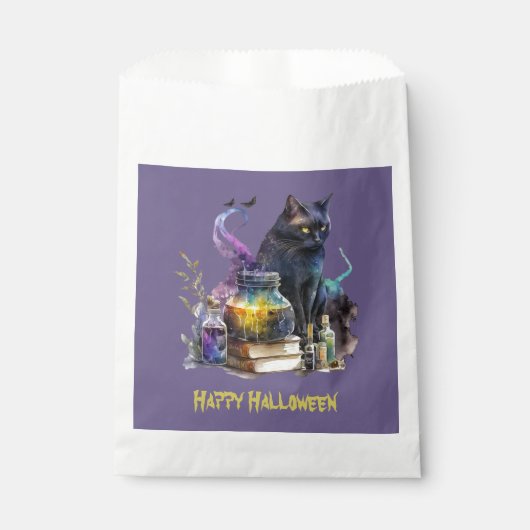 Black Cat Books and Potions Happy Halloween Geschenktütchen (Vorderseite)