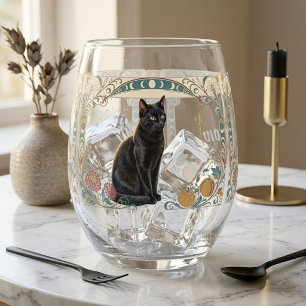 Black Cat Botanicals Vintage-Kürbis Haustierliebha Weinglas Ohne Stiel