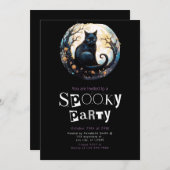 Black Cat Branch Modernes Minimalistisches Hallowe Einladung (Vorne/Hinten)