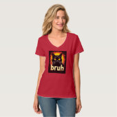 Black Cat Bruh Meme - Funny Cat T - Shirt (Vorderseite Vollansicht)