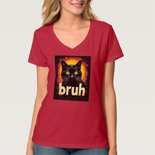 Black Cat Bruh Meme - Funny Cat T - Shirt (Vorderseite)
