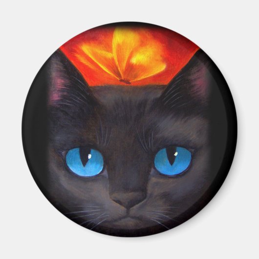 Black Cat Butterfly Malerei Art - Multi Magnet (Vorne)