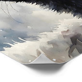 Black Cat by Window Art Print Cozy Feline Wall Art Poster (Ecke)