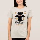 Black Cat & Candy Halloween Vibe Tri-Blend T-Shirt Tri-Blend Shirt (Vorderseite)