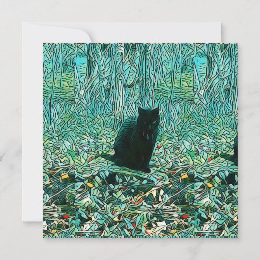 Black Cat Card Einladung (Vorderseite)