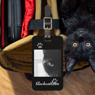 Black Cat Carrier Gepäckmarke - Fügen Sie Ihr Foto Gepäckanhänger