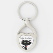 Black Cat Cartoon Niedlich Kitty Heart Keychain Schlüsselanhänger (Vorderseite)