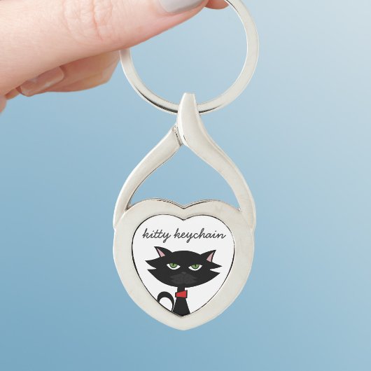 Black Cat Cartoon Niedlich Kitty Heart Keychain Schlüsselanhänger