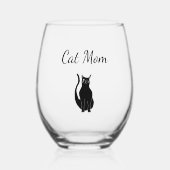 Black Cat Cartoon Winking Kitty Mother Day Weinglas Ohne Stiel (Vorderseite)