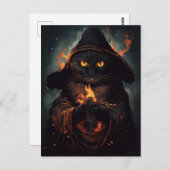 Black Cat Casts a Zauberpostcard Postkarte (Vorne/Hinten)