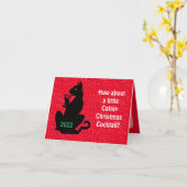 Black Cat Catnip Weihnachtscocktail-Karte Karte (Gelbe Blume)