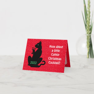 Black Cat Catnip Weihnachtscocktail-Karte Karte