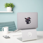 Black Cat Caught von Hexenhut Aufkleber (Laptop auf Schreibtisch)