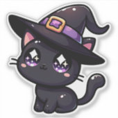 Black Cat Caught von Hexenhut Aufkleber (Vorderseite)