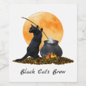 Black Cat Cauldron Weinetikett (Einzelnes Label)