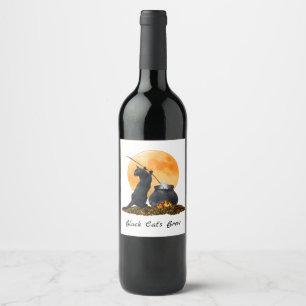 Black Cat Cauldron Weinetikett