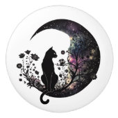 Black Cat Celestial Moon Modern Keramikknauf (Vorderseite)