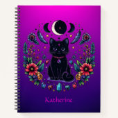 Black Cat Celestial Mystical Notizblock (Vorderseite)