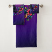 Black Cat Celestial Mystical Purple Pink Badhandtuch Set (Insitu)