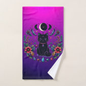 Black Cat Celestial Mystical Purple Pink Badhandtuch Set (Handtuch)