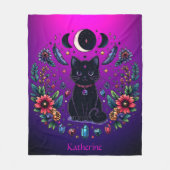 Black Cat Celestial Mystical Purple Pink Fleecedecke (Vorderseite)