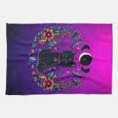 Black Cat Celestial Mystical Purple Pink Geschirrtuch (Horizontal)