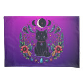 Black Cat Celestial Mystical Purple Pink Kissenbezug (Vorderseite)