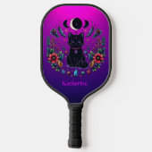 Black Cat Celestial Mystical Purple Pink Pickleball Schläger (Rückseite)