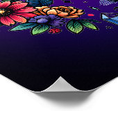 Black Cat Celestial Mystical Purple Pink Poster (Ecke)