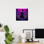 Black Cat Celestial Mystical Purple Pink Poster (Heimbüro)