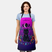 Black Cat Celestial Mystical Purple Pink Schürze (Getragen)