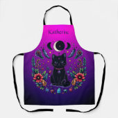 Black Cat Celestial Mystical Purple Pink Schürze (Vorderseite)