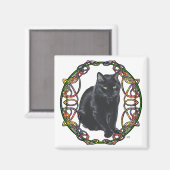 Black Cat Celtic Knüpfarbeit Magnet (Vorderseite/Rückseite)