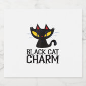 Black Cat Charm Halloween Schaumweinetikett (Einzelnes Label)