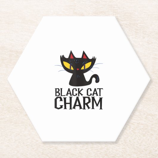 Black Cat Charm Halloween Untersetzer (Vorderseite)