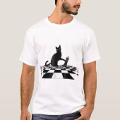 Black Cat Chess Checkmate Art T-Shirt (Vorderseite)