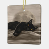 Black Cat Chilling Keramikornament (Links)