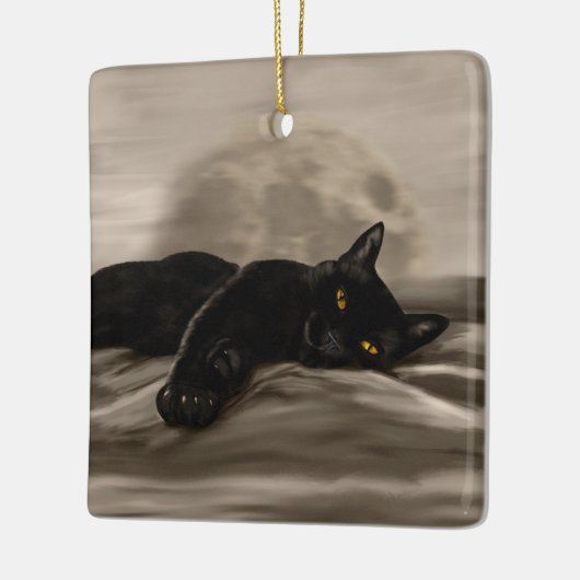 Black Cat Chilling Keramikornament (Links)