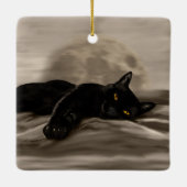 Black Cat Chilling Keramikornament (Rückseite)