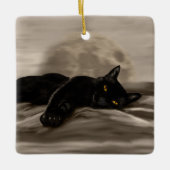 Black Cat Chilling Keramikornament (Vorderseite)