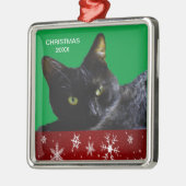 Black Cat Christmas 20XX Premium Square Ornament Aus Metall (Links)