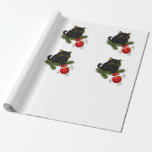 Black Cat Christmas Bauble Funny Cat Pattern Geschenkpapier (Ungerollt)