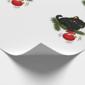 Black Cat Christmas Bauble Funny Cat Pattern Geschenkpapier (Ecke)