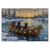 Black Cat Christmas Boat Holiday Schneidebrett (Vorderseite)