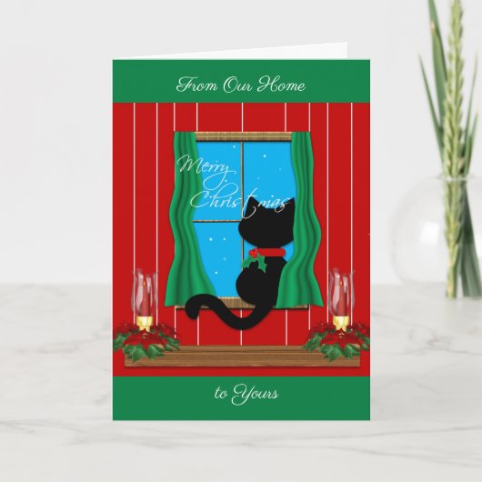 Black Cat Christmas Card Karte (Vorderseite)