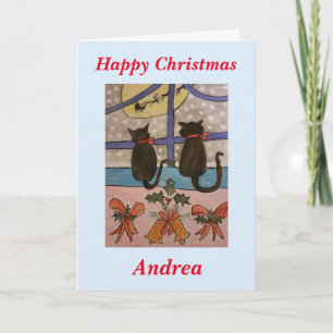Black Cat Christmas Card Karte