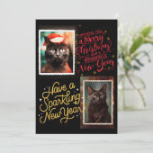 Black cat christmas  feiertagskarte (Stehend Vorderseite)