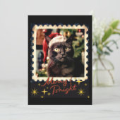 Black cat christmas  feiertagskarte (Stehend Vorderseite)